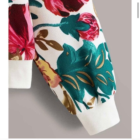 “Shein” brand gorgeous floral,drop shoulder, knit pullover top, size L -NWOT - Picture 6 of 13